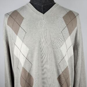 Luigi Baldo Cashmere Blend Men's Argyle Long Sleeve Sweater Size XL